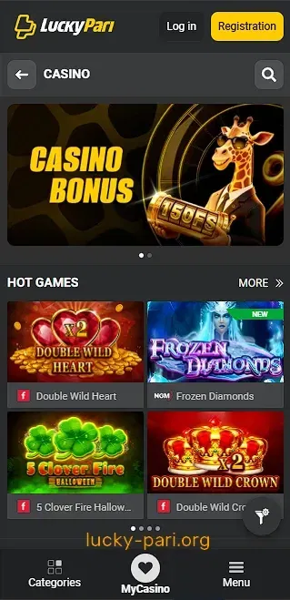 Casino games homepage